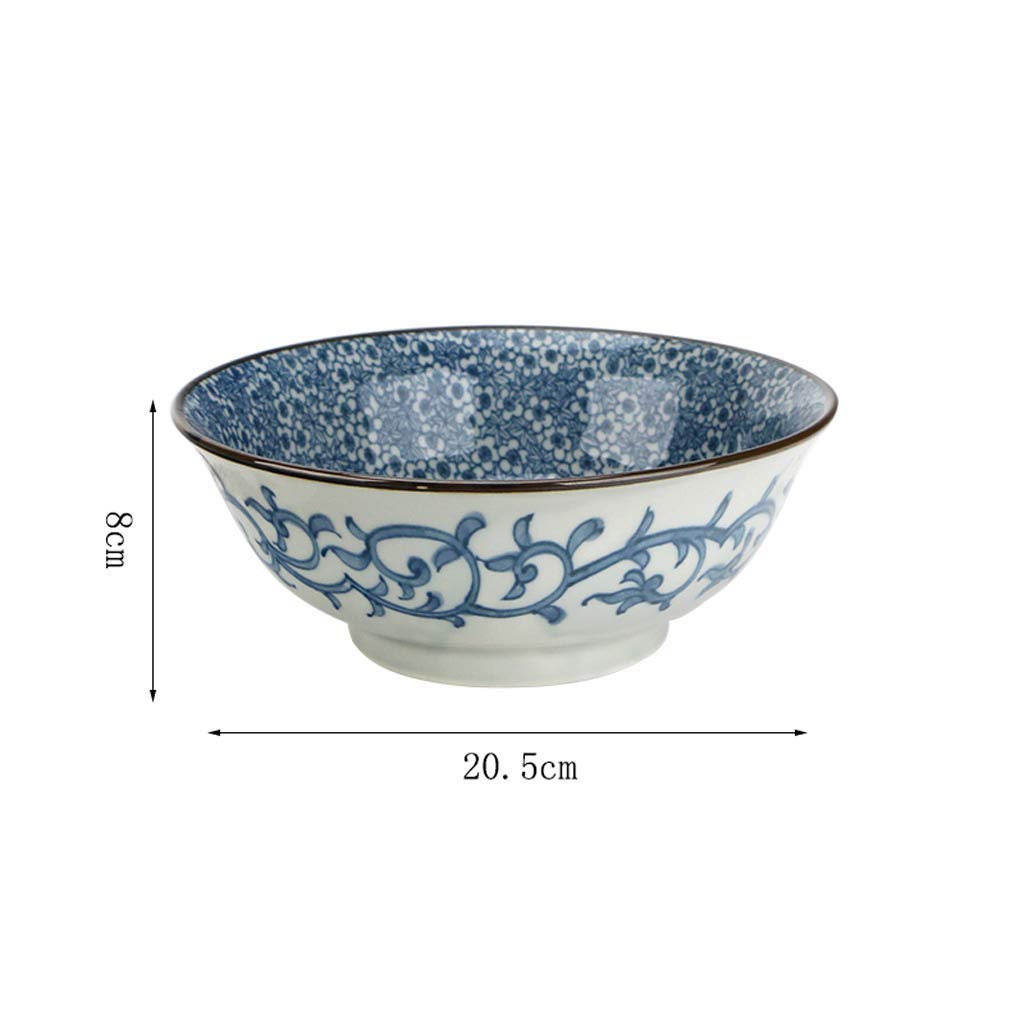 Premium Ceramic Ramen Bowl Set - 20.5x8cm Large Noodle Soup Bowl for Restaurant & Home Use - Perfect for Japanese Ramen, Pho, Udon, Salad & Instant Noodles - Durable Retro Style Serving Bowl for Asian Cuisine & Family Dining