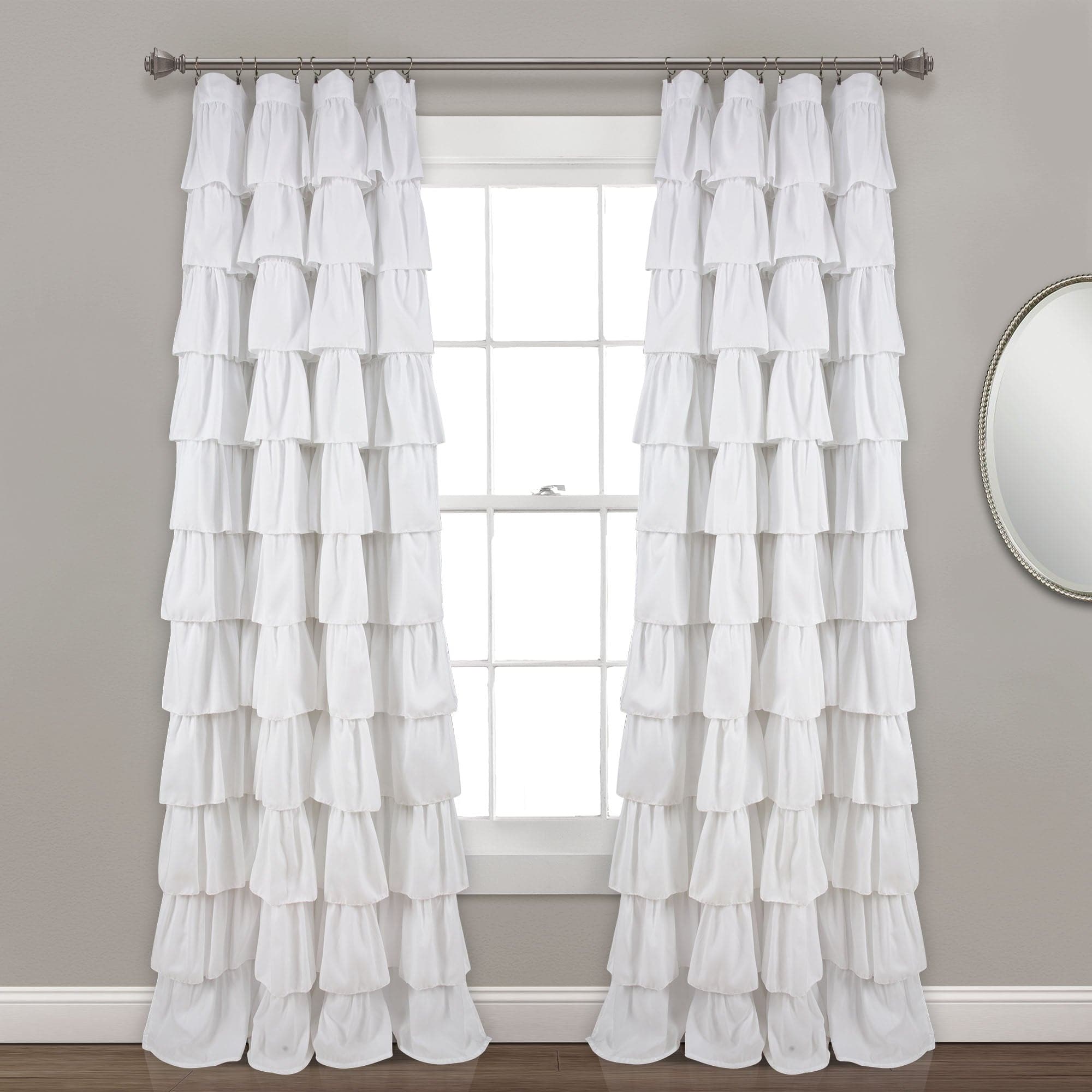 Elegant Ruffle Window Curtain Panel - Blackout Sheer Drapes for Bedroom & Living Room - Soft Textured Home Decor with Ruffled Trim (Set of 2 Panels) - Perfect for Nursery, French Country or Boho Style Windows