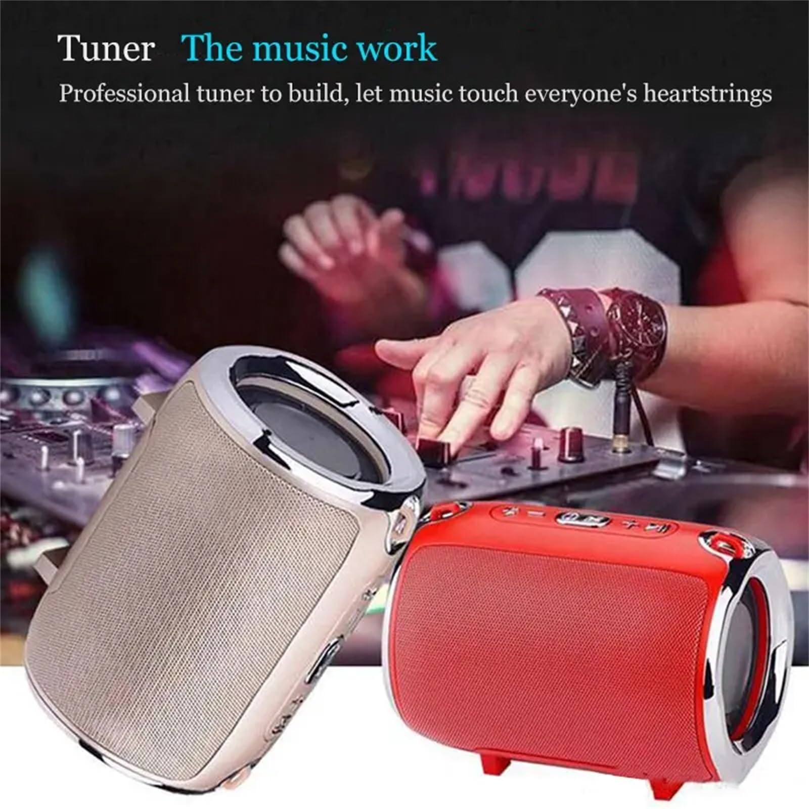 Portable Bluetooth Speaker with Wireless Subwoofer - Mini Waterproof Outdoor Speaker for Party, Travel, Beach & Camping - High Bass Wireless BT Speaker (Black)