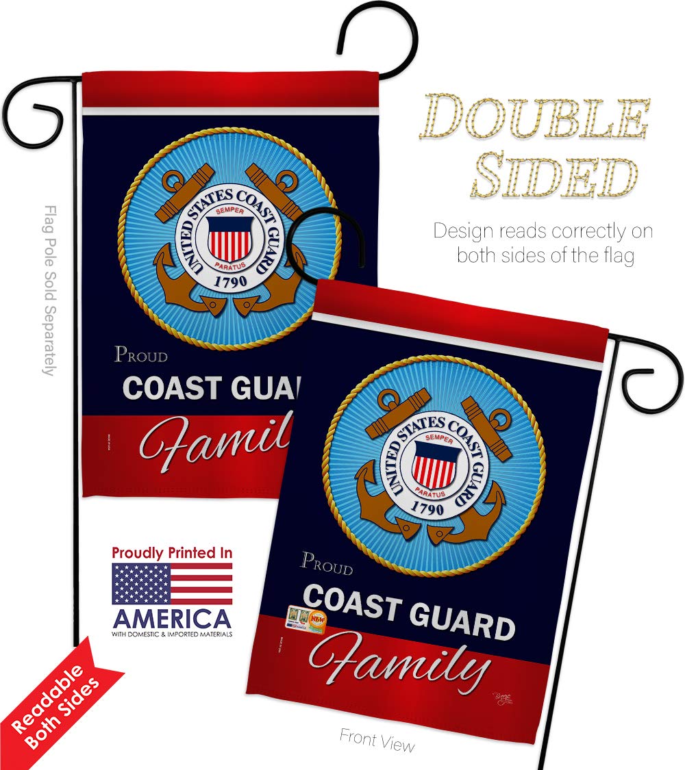USCG Semper Paratus Double-Sided Garden Flag Kit - 28x40 Inch Military House Banner for Coast Guard Veterans, Armed Forces Families & Patriotic Yard Decor - Made in USA for Front Porch, Lawn & Outdoor Display