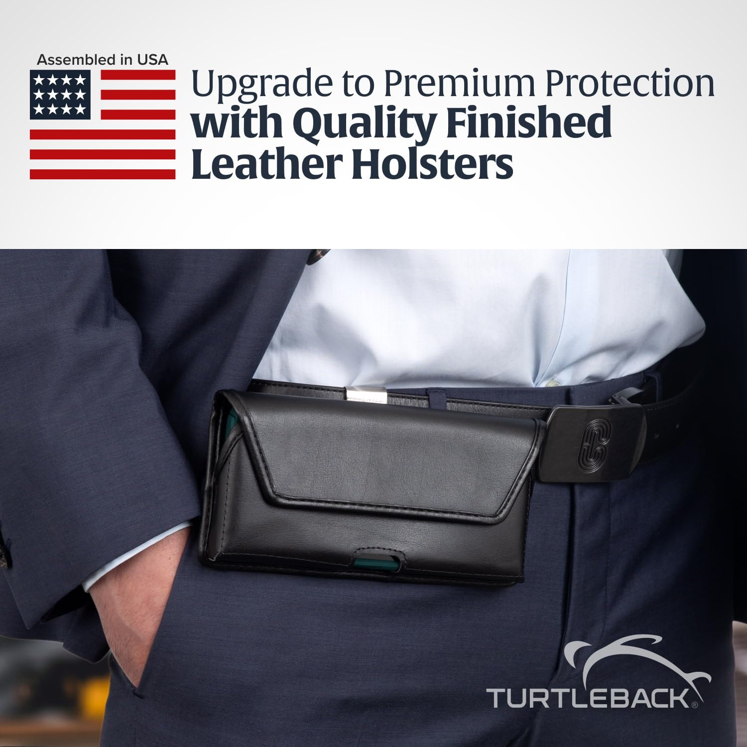 Premium Leather Phone Holster for iPhone 14/14 Pro/13/13 Pro/12/12 Pro - Slim Fit Belt Clip Pouch with Metal Clip - Black Phone Case Holder for Men & Women - Perfect for Work, Hiking, and Outdoor Activities