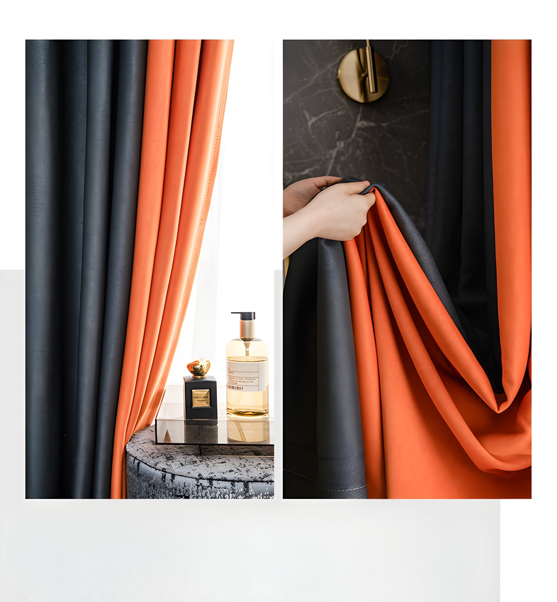 Naomi Color Blocking Blackout Curtains - Custom Room Darkening Window Drapes for Bedroom & Living Room | Noise Reducing & Light Blocking for Better Sleep
