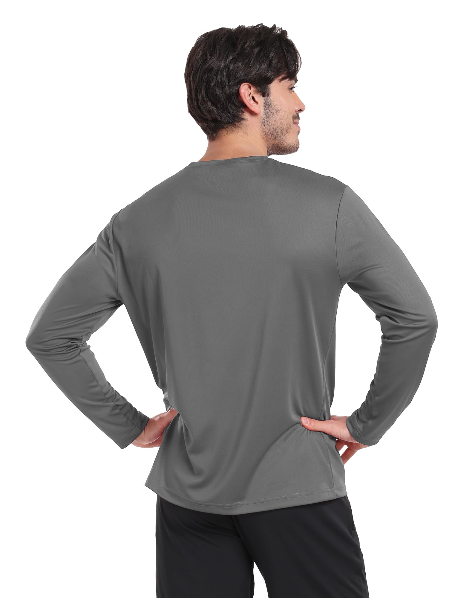 4 Pack Men's Quick-Dry Sun Protection Long Sleeve Shirts - Moisture Wicking Performance Workout Tees for Running, Hiking & Outdoor Activities