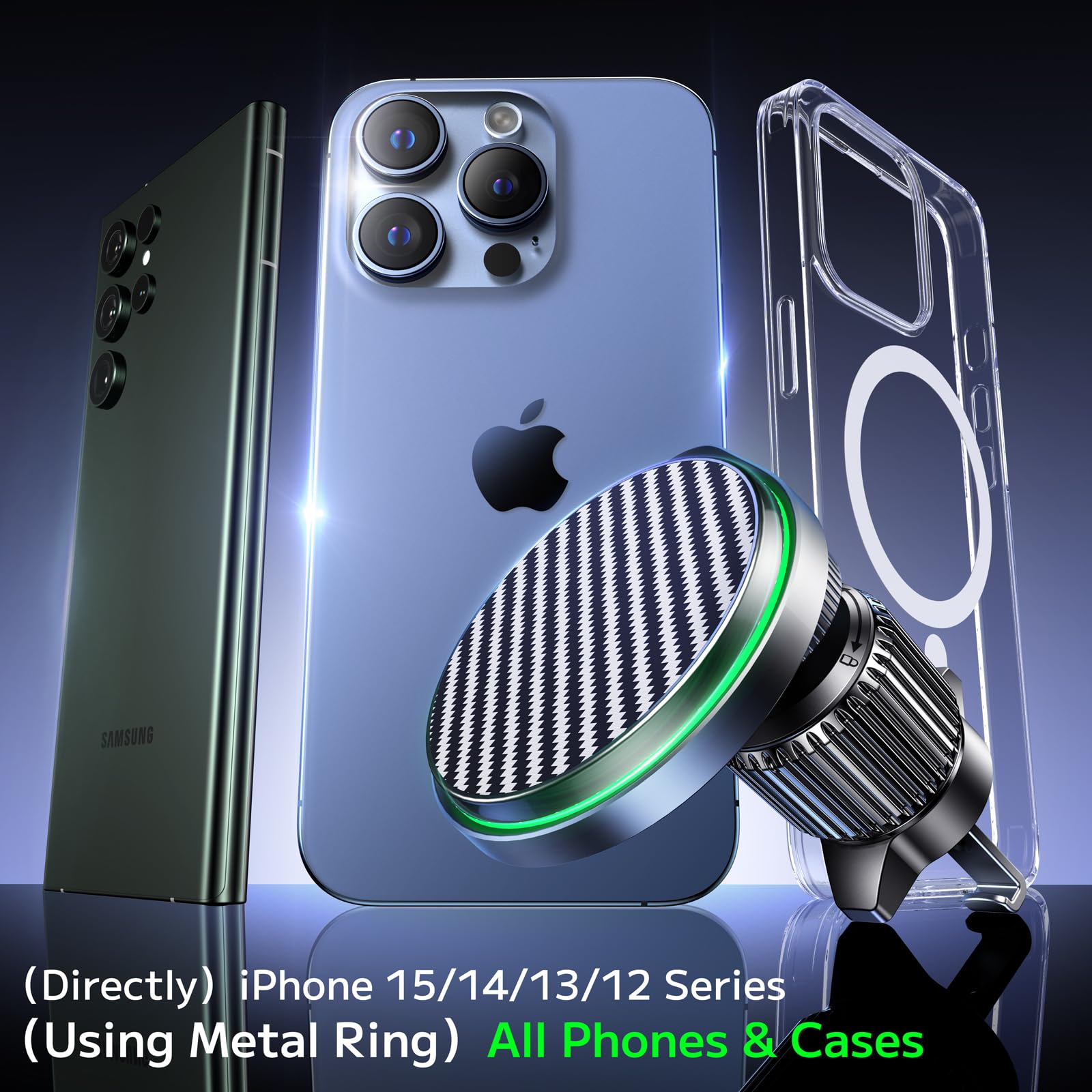 15W MagSafe Car Charger - Fast Wireless Charging & Ultra Magnetic Phone Holder for iPhone 15/14/13/12 Pro Max & Android - Dashboard/Vent Mount - Perfect for Road Trips & Commuting