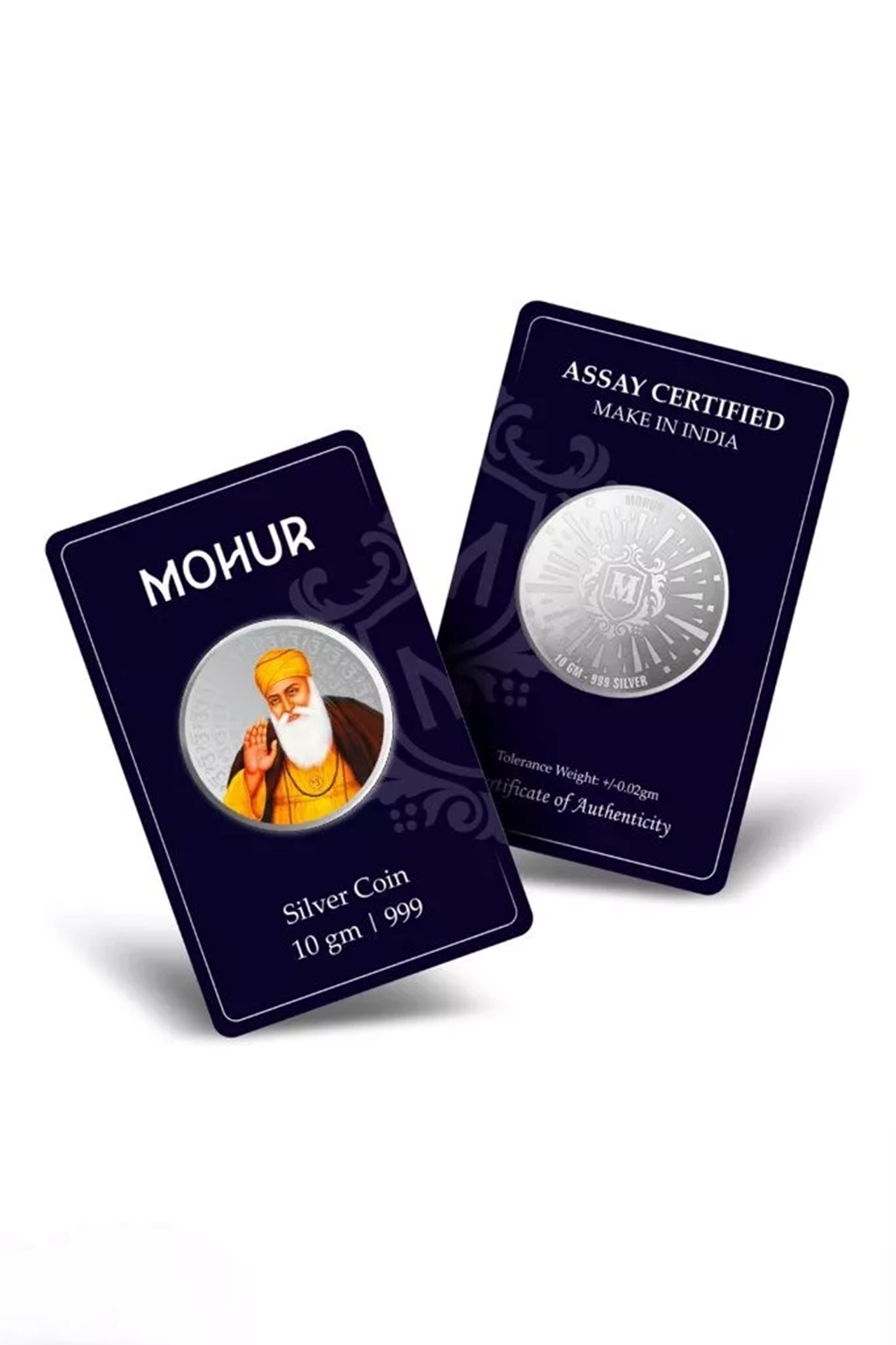 999 Pure Silver Guru Nanak Ji 10 Grams Coin - Authentic Collectible Religious Coin (Design 32) for Sikh Devotees, Pooja Gifts & Spiritual Collections