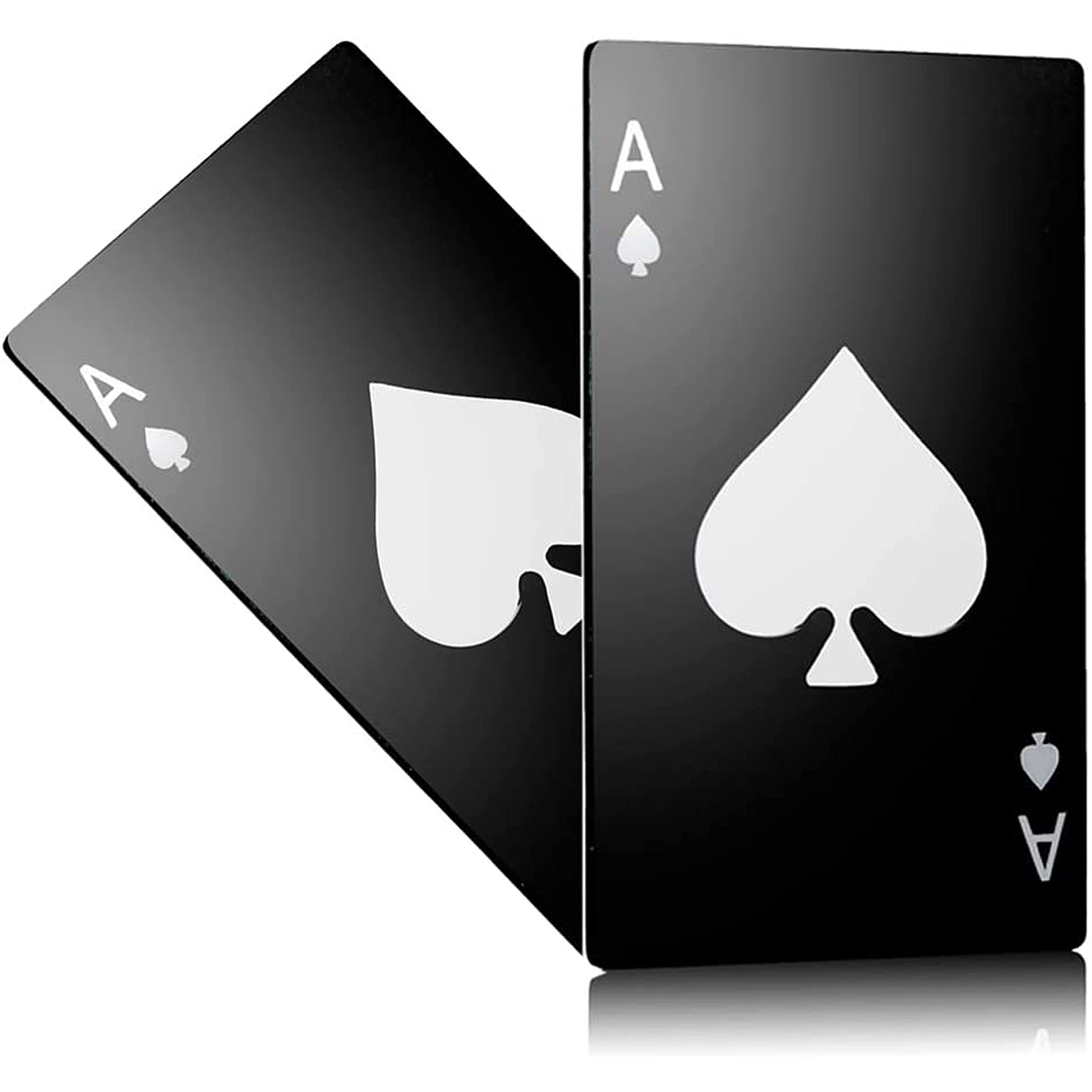 Premium Stainless Steel Bottle Openers (Set of 2) - Black Ace of Spade Design, Compact Wallet-Sized Beer Bottle Cap Opener - Perfect for Parties, Camping, Bars & Outdoor Adventures