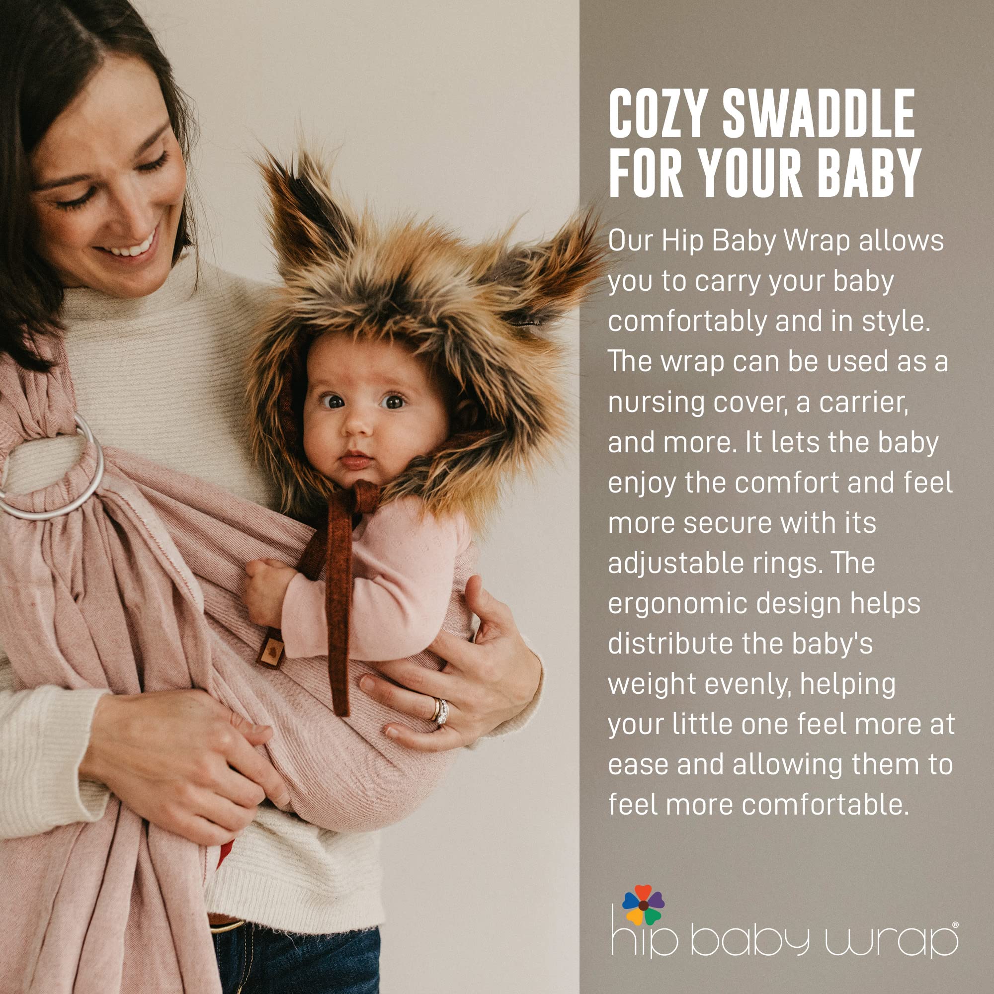 Soft & Machine Washable Hip Baby Wrap Ring Sling Carrier - Breathable Baby Wraps for Newborns & Toddlers - Perfect Baby Shower Gift (Boulder) | Ideal for Hands-Free Parenting, Shopping & Outdoor Adventures