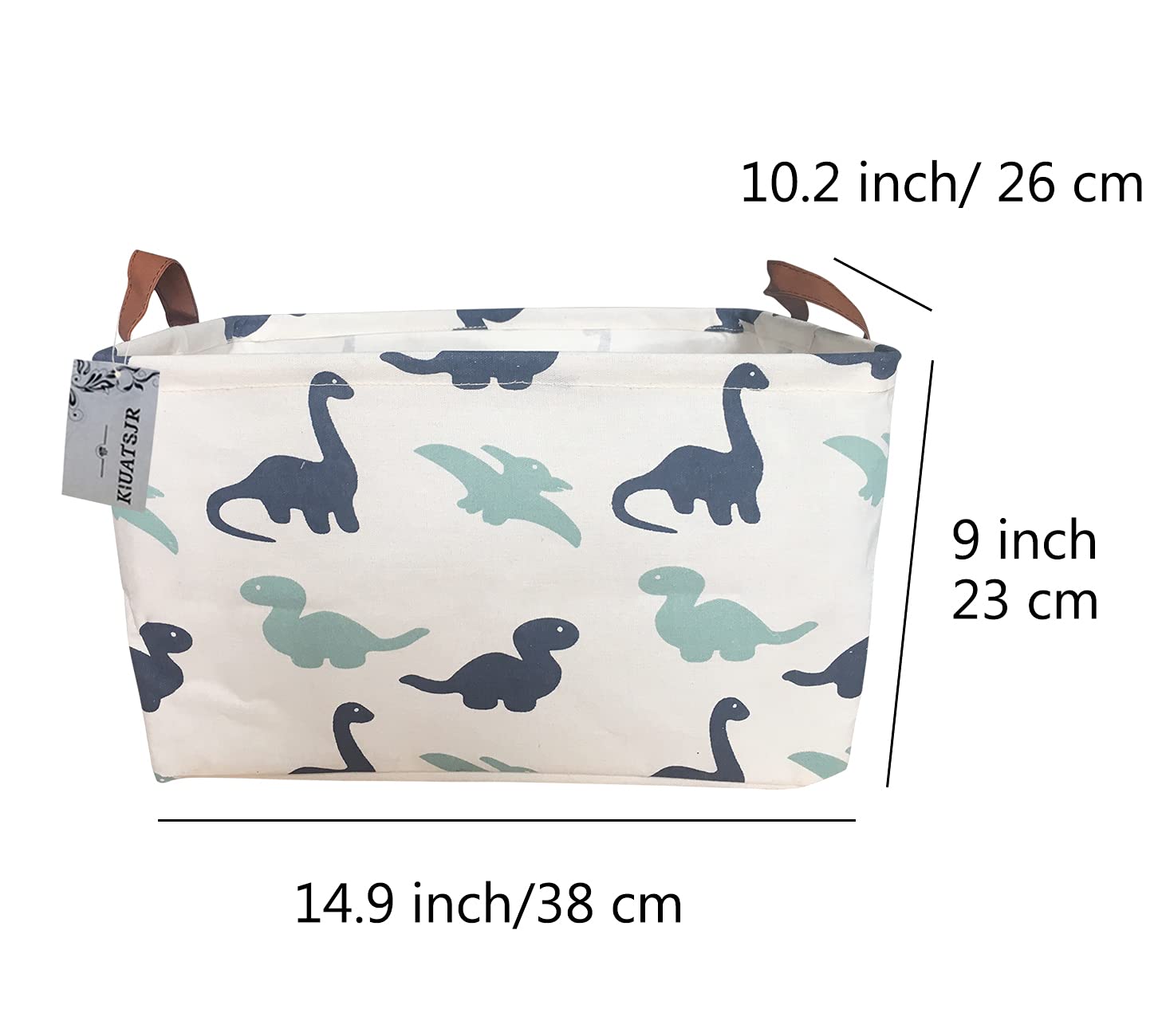 Rectangle Storage Baskets - Canvas Fabric Organizer Bin for Kids Toys, Books, Clothes & Pet Supplies | Dinosaur Pattern | Perfect for Home, Office, Nursery & Shelves Organization | Great for Playroom, Closet & Gift Storage