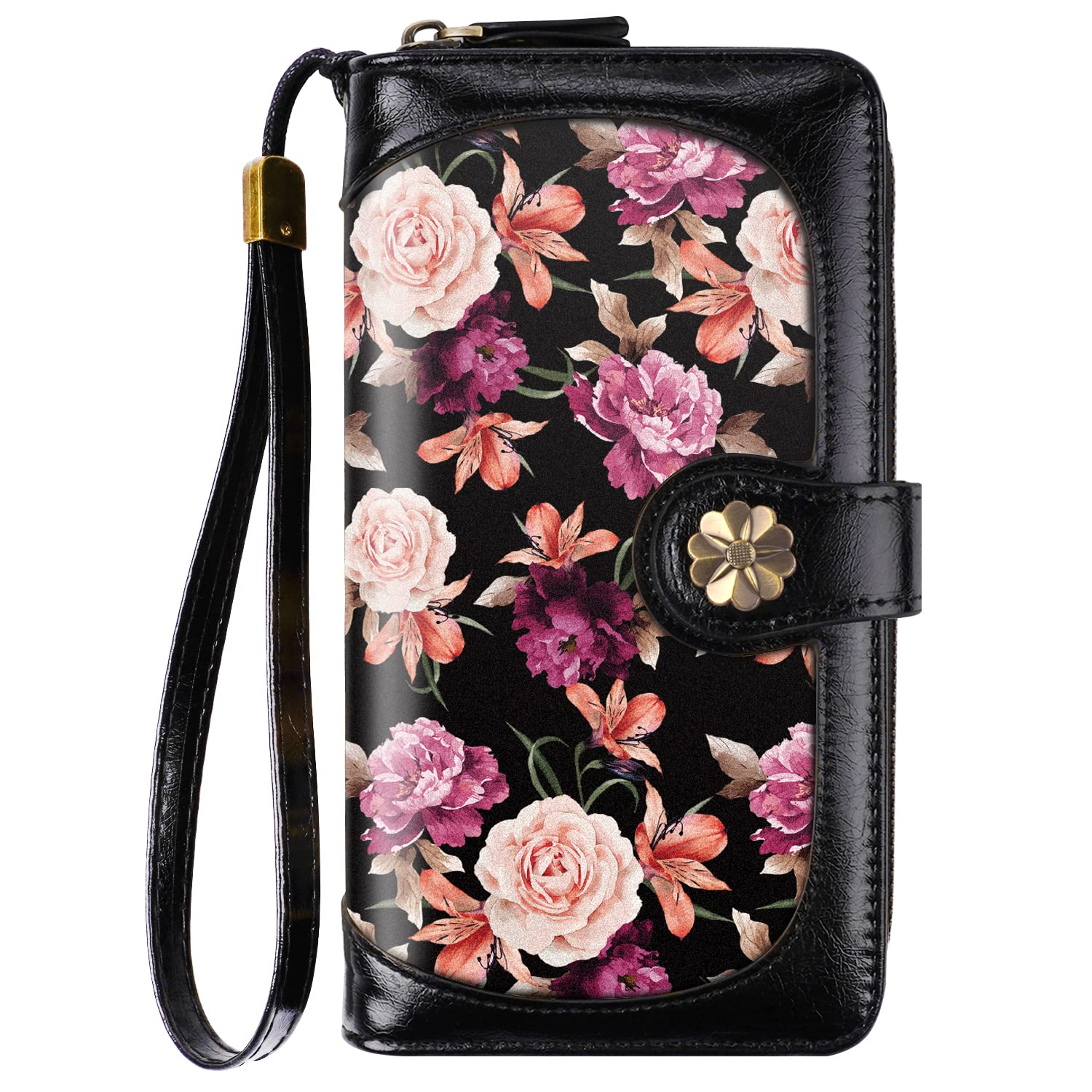 Women's RFID Blocking Leather Wallet with Multi Card Slots & Wrist Strap - Slim Clutch Purse Organizer for Credit Cards, Cash & ID - Perfect for Travel, Shopping & Everyday Use