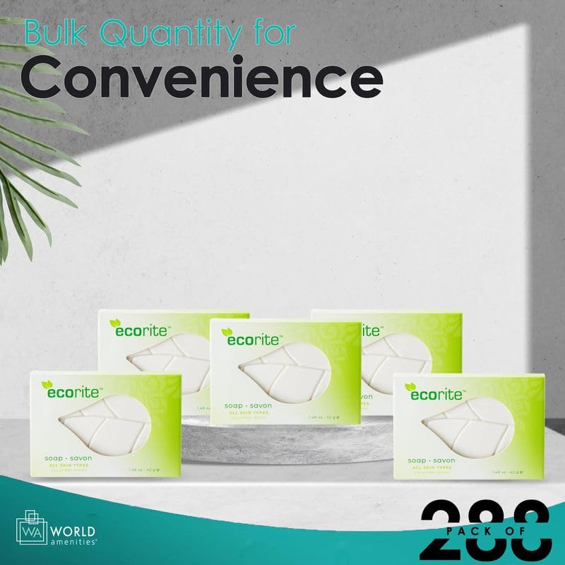 Ecorite Leaf Soap - Pack of 288 Individually Wrapped Hand Wash Bars | Eco-Friendly Travel Soap for Camping, Hotels, Offices & Public Restrooms