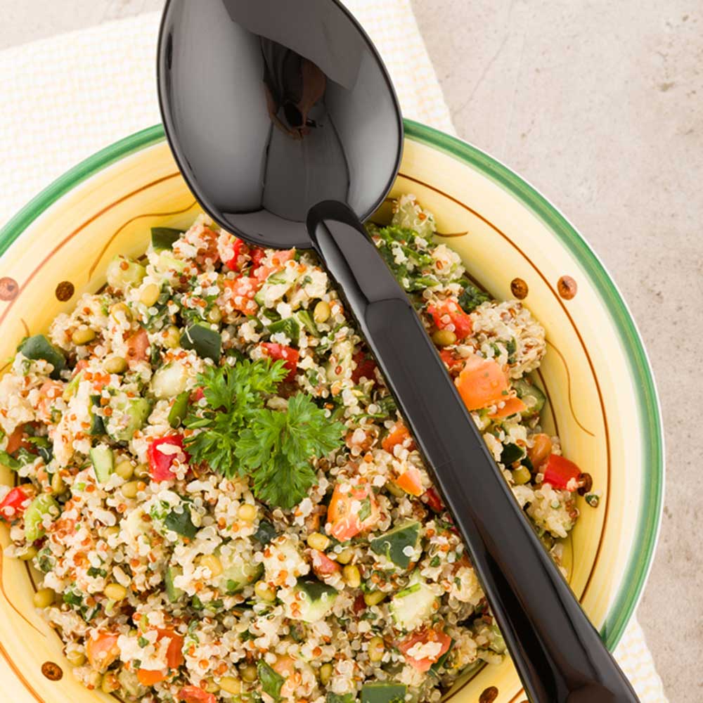1 oz Black Plastic Catering Spoon - Durable Disposable Spoons for Parties, Restaurants & Events (Pack of 11) - Perfect for Catering, BBQ, Picnics & Food Service