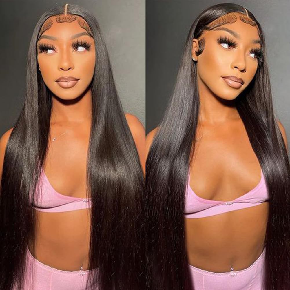 30 Inch Lace Front Wigs Human Hair - 13x4 Straight Pre Plucked Glueless HD Transparent Lace Wig with 180% Density for Black Women | Natural Color | Perfect for Daily Wear, Parties & Special Occasions