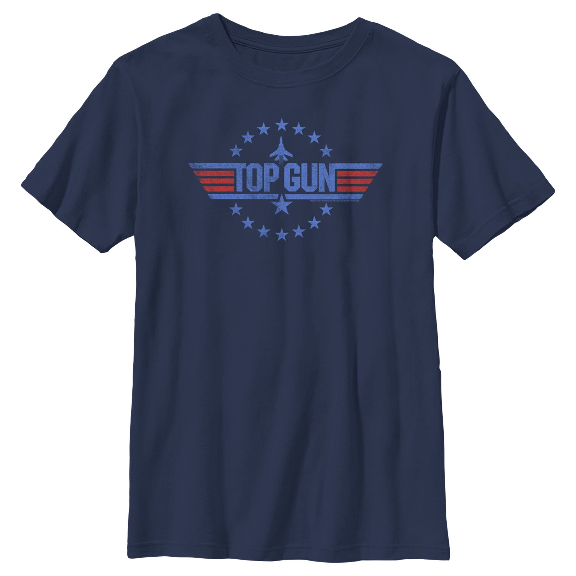 Boys Top Gun Circle of Stars Logo Graphic T-Shirt - Cool Movie Inspired Tee for Kids, School, Playdates & Casual Wear