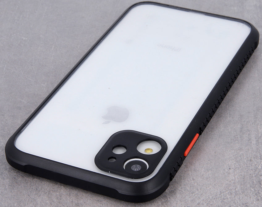 Apple iPhone 7 Hard Shell Case with Colored Buttons - Black | Slim Protective Cover for Everyday Use & Travel