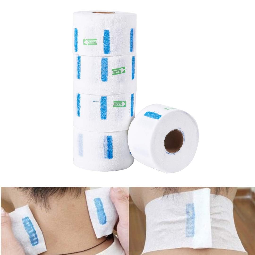 Professional Barber Neck Strips & Salon Neck Ruffle Roll Paper - 5 Pack White Micro-Seal Tape for Haircuts | Ideal for Salon, Barbershop & Home Hair Styling