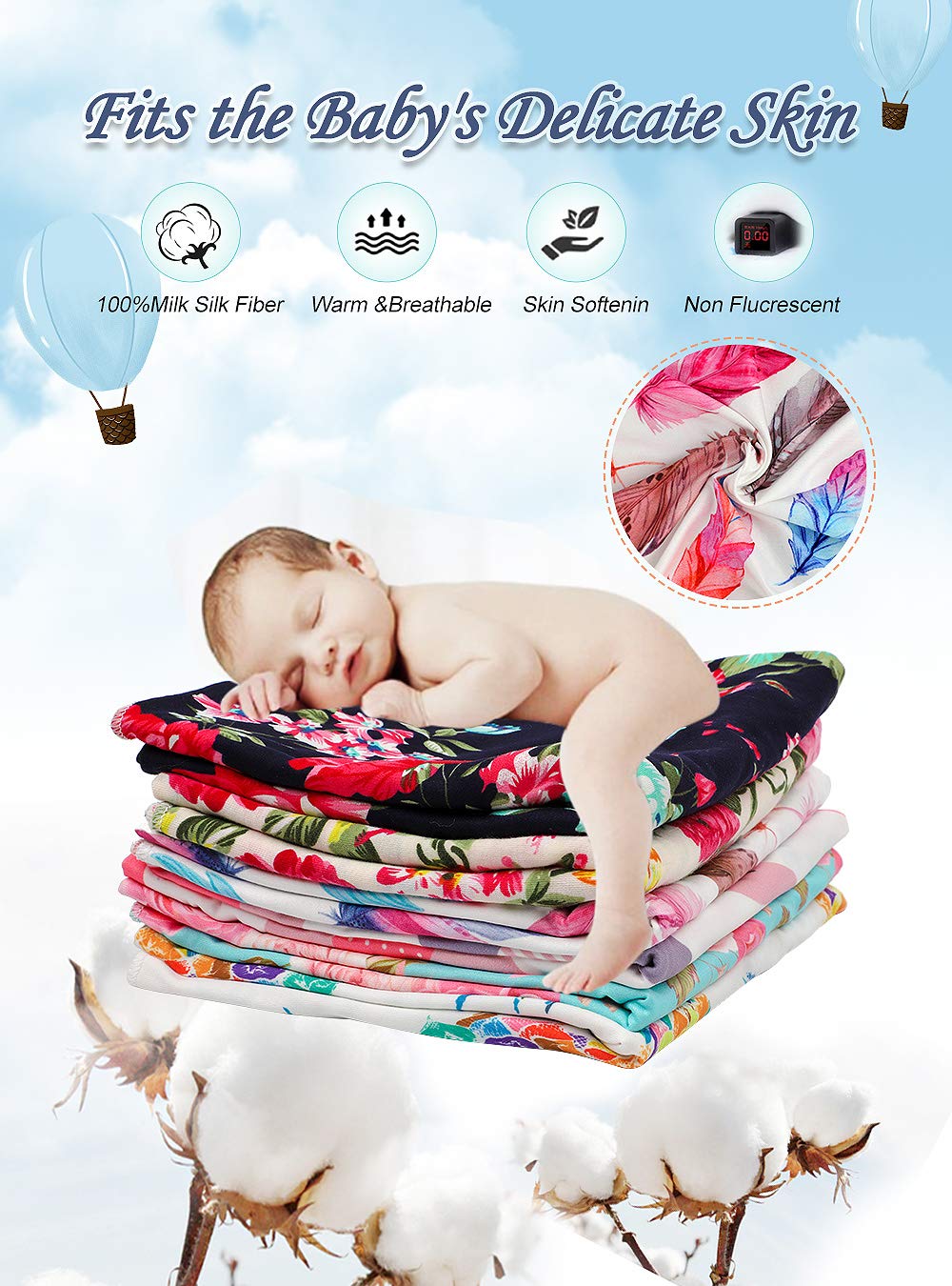 Soft Newborn Receiving Blanket & Headband Set - Unisex Baby Swaddle Wrap for Boys & Girls - Perfect Baby Shower Gift & Hospital Photo Prop