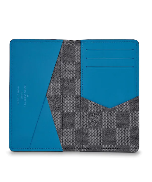 Louis Vuitton Men's Pocket Organizer Wallet - Damier Graphite Canvas in Blue | Slim RFID Blocking Card Holder for Business & Travel