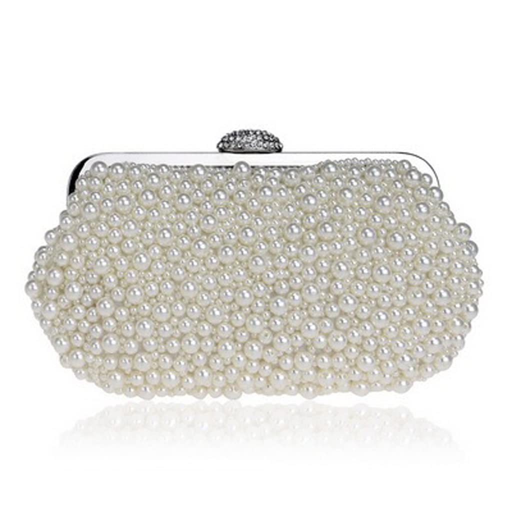 Elegant Crystal Beaded Evening Clutch Bag for Women - Crossbody Small Purse with Diamond Accents for Party, Wedding & Special Occasions (White, One Size)
