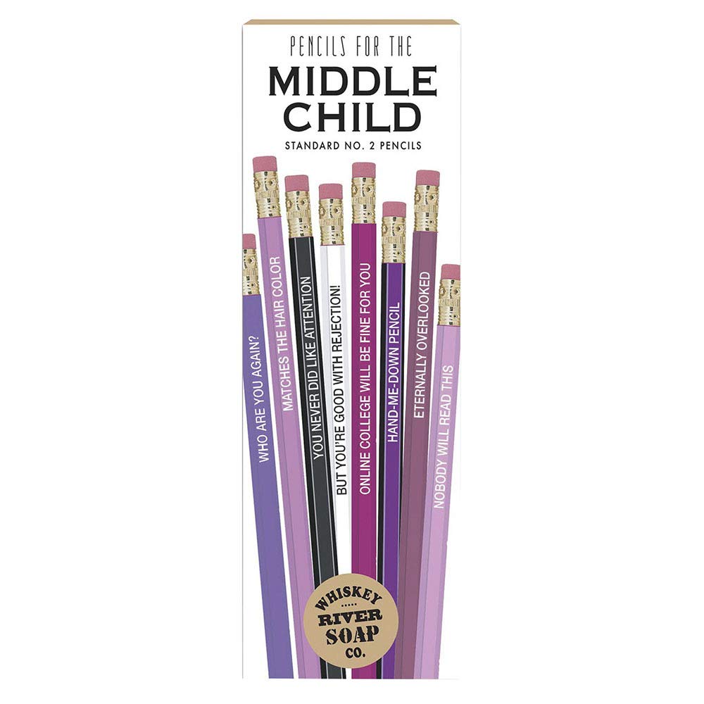 Whiskey River Soap Company Middle Child Pencils - Unique Scented Pencils for Siblings & School Supplies | Perfect for Back-to-School, Gifts & Creative Writing