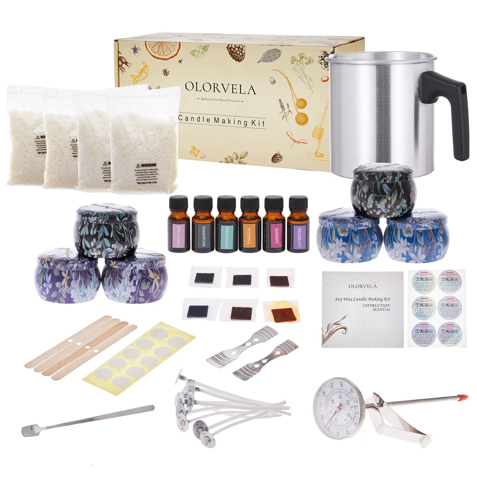 Soy Candle Making Kit for Beginners - DIY Scented Travel Tin Candles with Natural Soy Wax, 6 Fragrances - Perfect for Adults & Kids, Home Decor, Gifts, and Relaxation (Crafts, Aromatherapy, Party Favors)