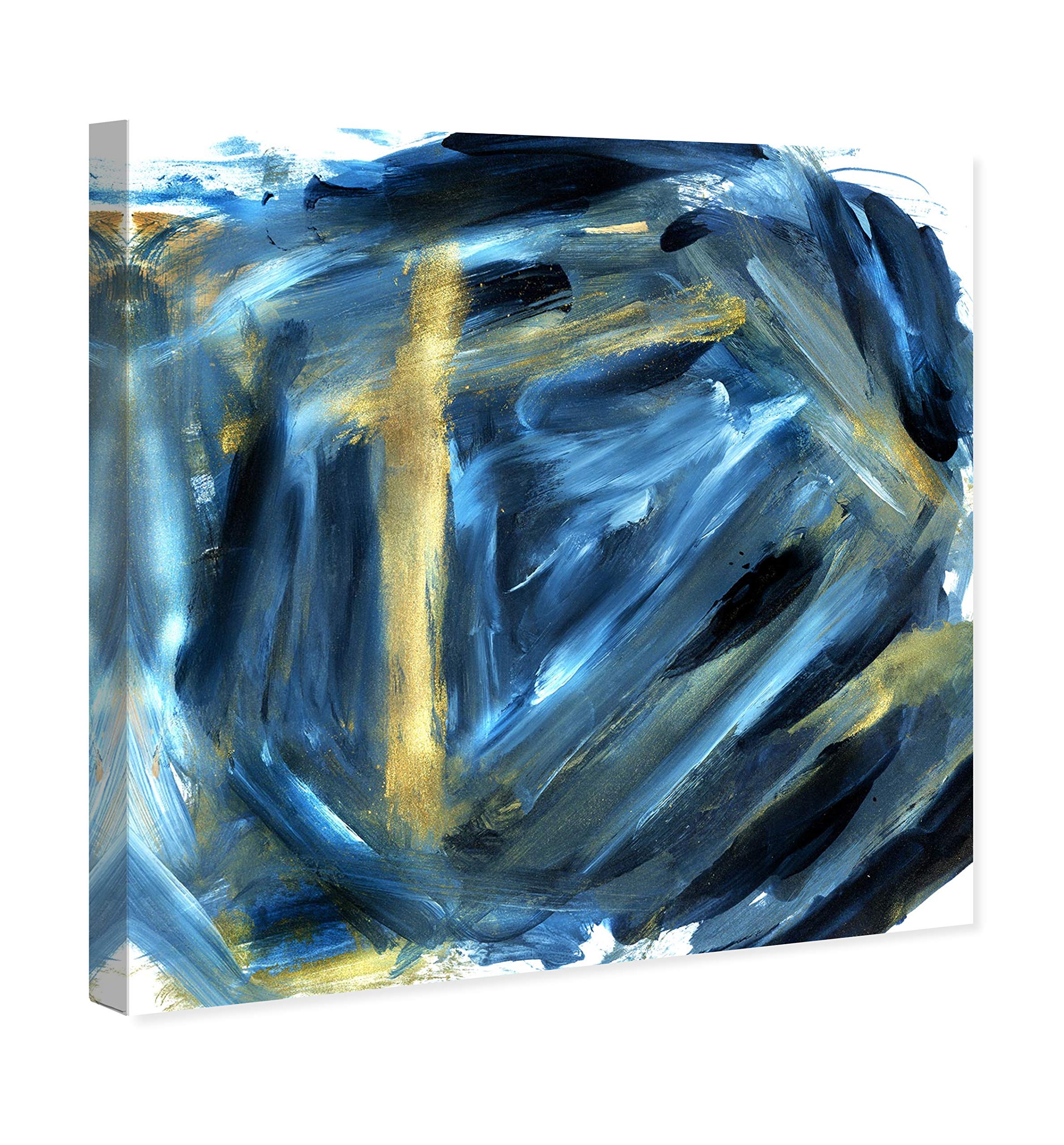 Oliver Gal Artist Co. Abstract Wall Art Canvas Print 'Depths' - 24x24 Inch Blue & Gold Modern Home Decor - Perfect for Living Room, Bedroom or Office Wall Art