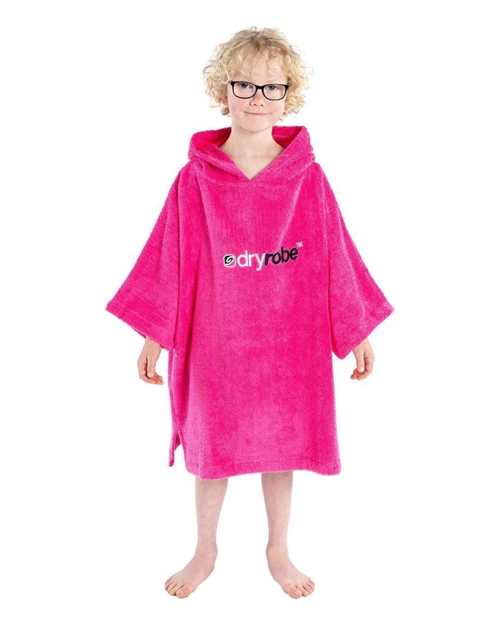 Organic Cotton Kids Short Sleeve Towel Poncho for Boys & Girls Ages 5-9 | Soft Hooded Bathrobe for Swimming, Beach & Pool Aftercare
