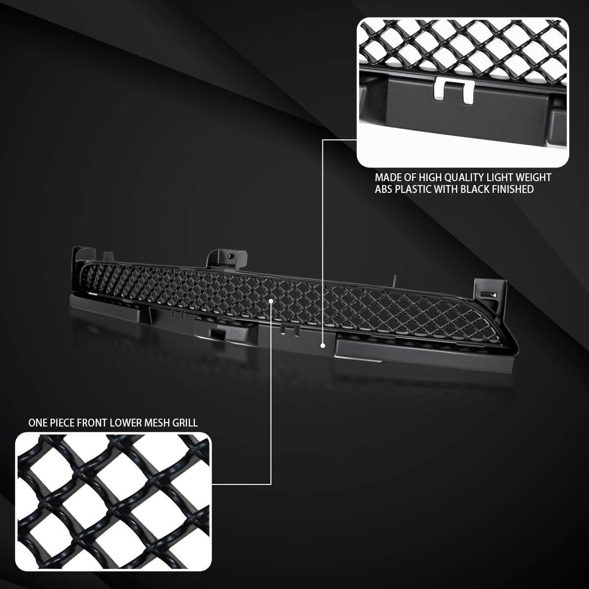 Autozensation Dodge Charger 2011-2014 Lower Mesh Grille - Matte Black Replacement Hood Grille for Enhanced Style & Airflow | Perfect for Car Upgrades & Customization