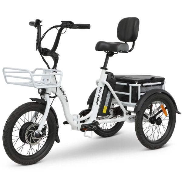 Go Bike TRIO Crossover Lightweight Foldable Electric Tricycle for Adults - 250W Motor, 20MPH, 30-50 Mile Range - Perfect for Commuting, Urban Travel & Senior Mobility