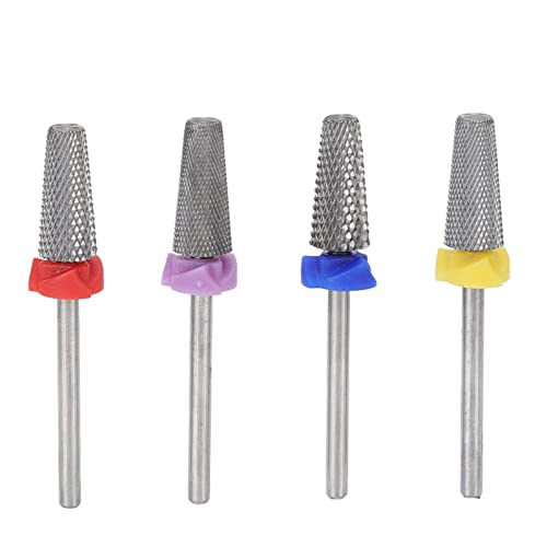 4-Piece Carbide Nail Drill Bits Set - Multi-Function Tapered Shaping Bits for Left & Right Handed Users - Fast Acrylic & Gel Nail Removal - Perfect for Salon Professionals & DIY Manicures at Home