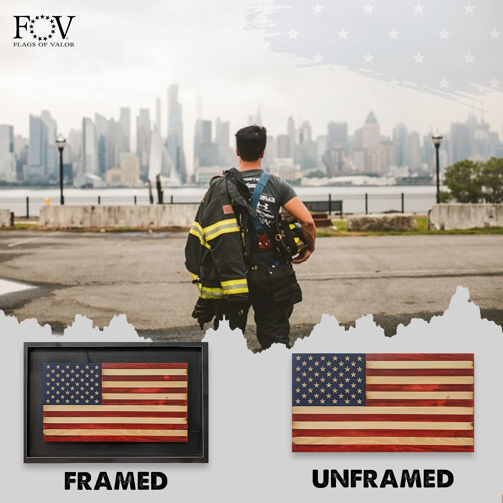 Flags of Valor Liberty Series Wooden American Flag - Handcrafted Patriotic Wall Art, US Flag Decor Made in USA by Veterans | Perfect for Man Cave, Office, or Home Decor - Ready to Hang (10