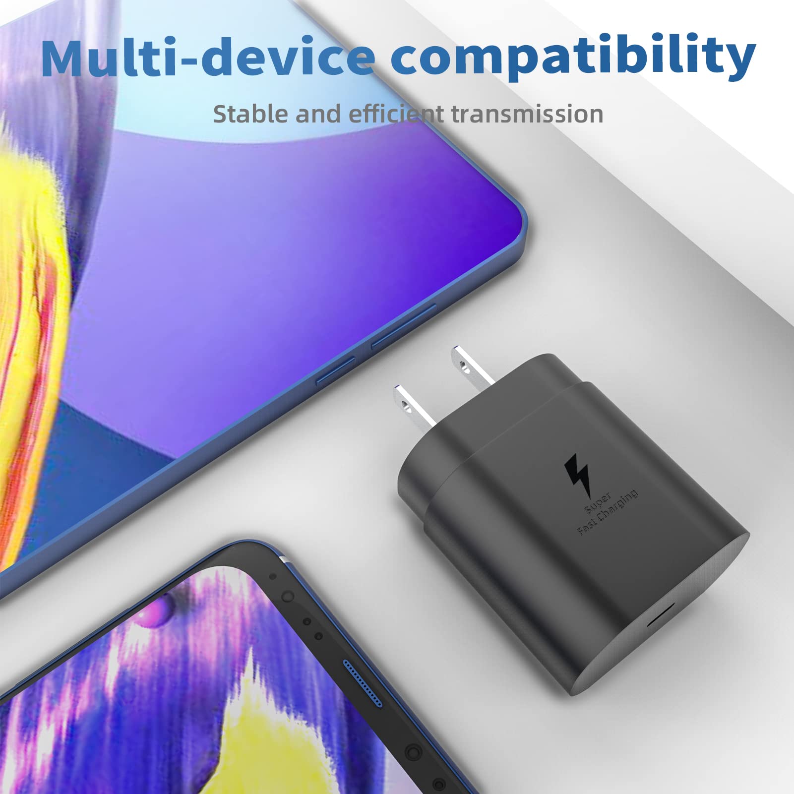 USB-C Fast Charger Wall Adapter (2-Pack) - 25W Super Fast Charging Block Compatible with Samsung Galaxy S10/S9/S8/S21/S20 Ultra/Note10 Plus/Z Flip3 & OnePlus - Perfect for Home, Office & Travel Charging