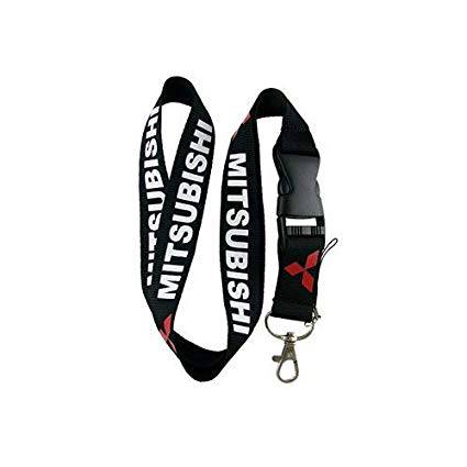 Mitsubishi Lanyard Black with White and Red Logo - Premium ID Badge Holder for Work, Events & Conferences - Durable Nylon Neck Strap for Keys, Security Cards & Name Tags