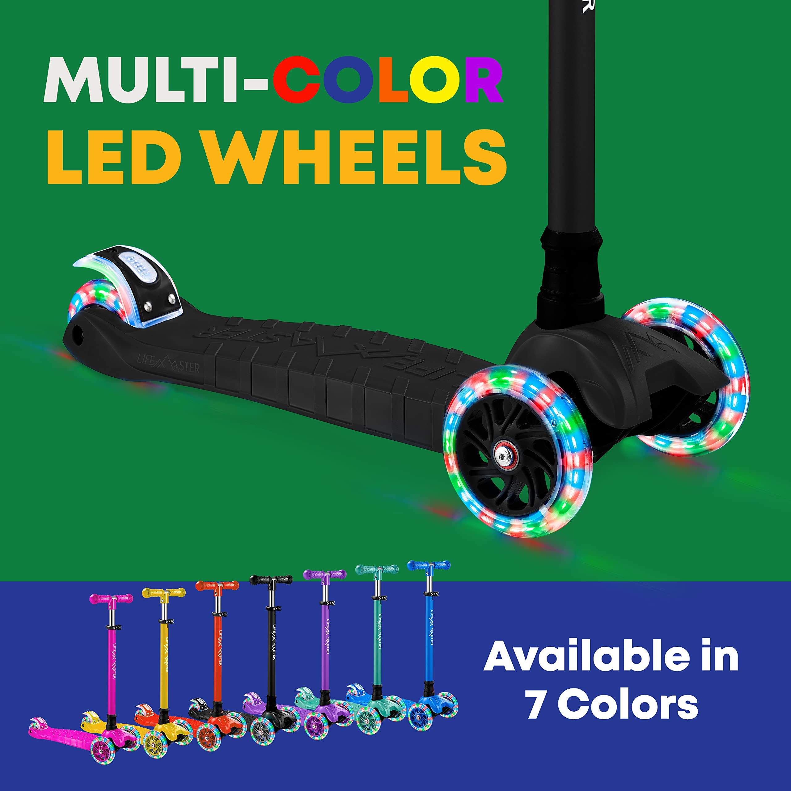 Best 3 Wheel Kick Scooter for Kids & Toddlers - LED Light Up Wheels, Adjustable Handlebar - Perfect for Indoor & Outdoor Play, Park Rides, and Neighborhood Adventures
