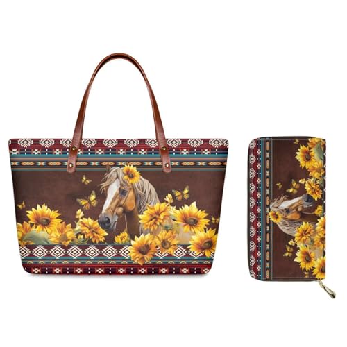 Sunflower Horse With Aztec Tribal Printedd