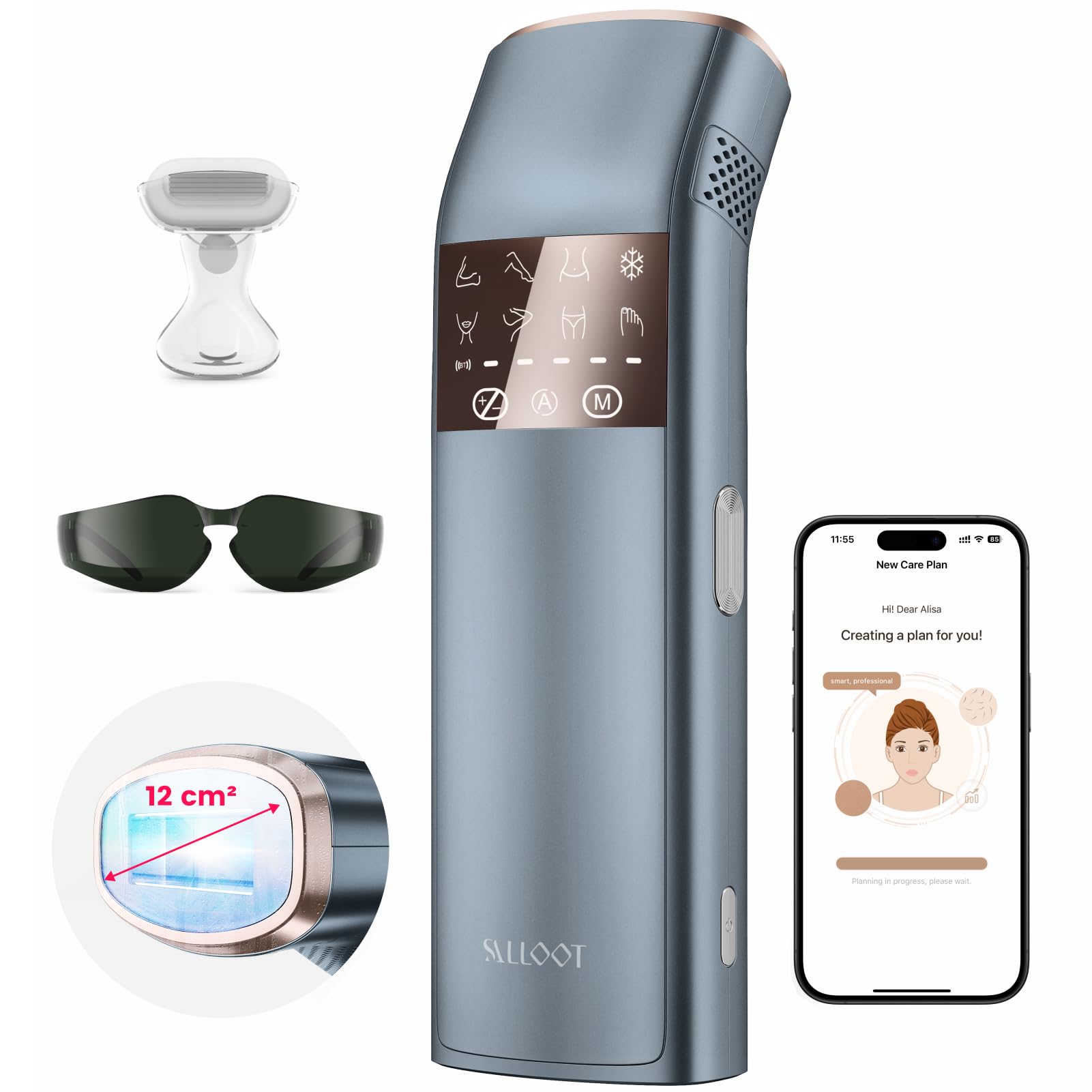 TRIPLE-Pulse IPL Laser Hair Removal Device for Women & Men - Comfort Sapphire 37°F Ice-Cooling Technology, Permanent At-Home Hair Removal - Trinity iGlow 10 (Navy Blue) | Perfect for Legs, Arms, Bikini Line & Facial Hair Removal