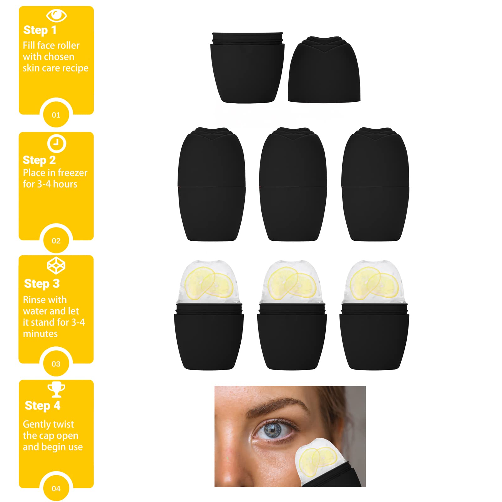 Qewro Silicone Ice Roller for Face & Neck – Reusable Cold Therapy Facial Roller to Reduce Puffiness, Fine Lines & Wrinkles | Dark Circles & Pore Minimizer | Skin Tightening & Soothing (Black) – Perfect for Morning Routine, Post-Workout Recovery & Spa-Like Skincare at Home
