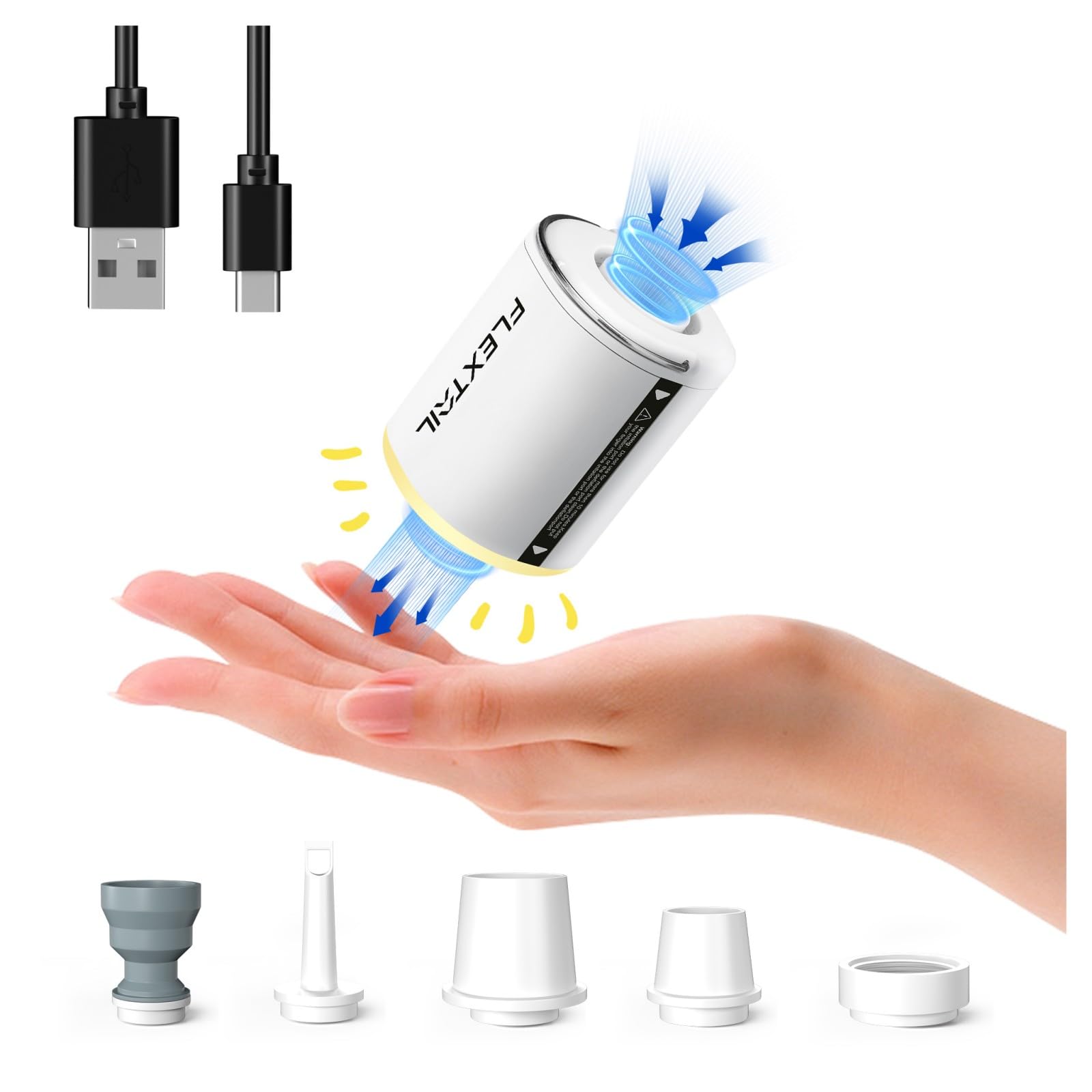 **FLEXTAILGEAR Portable Air Pump with Camping Lantern - Rechargeable 4kPa Tiny Pump for Inflatables, Air Mattress, Sleeping Pads, Pool Floats & Swimming Rings - Magnetic Design (White) - Perfect for Camping, Travel & Outdoor Adventures**