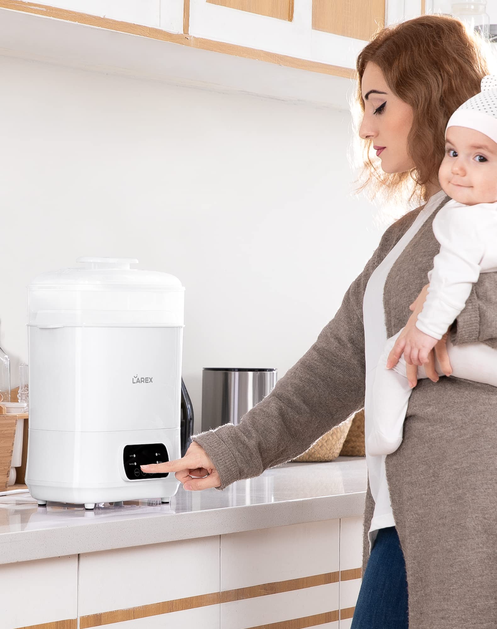 LAREX 4-in-1 Electric Baby Bottle Sterilizer and Dryer - Steam Sanitizer for Bottles, Pacifiers & Breast Pump Accessories | Safe & Fast Sterilization for Newborns | Perfect for Home, Nursery & Travel Use