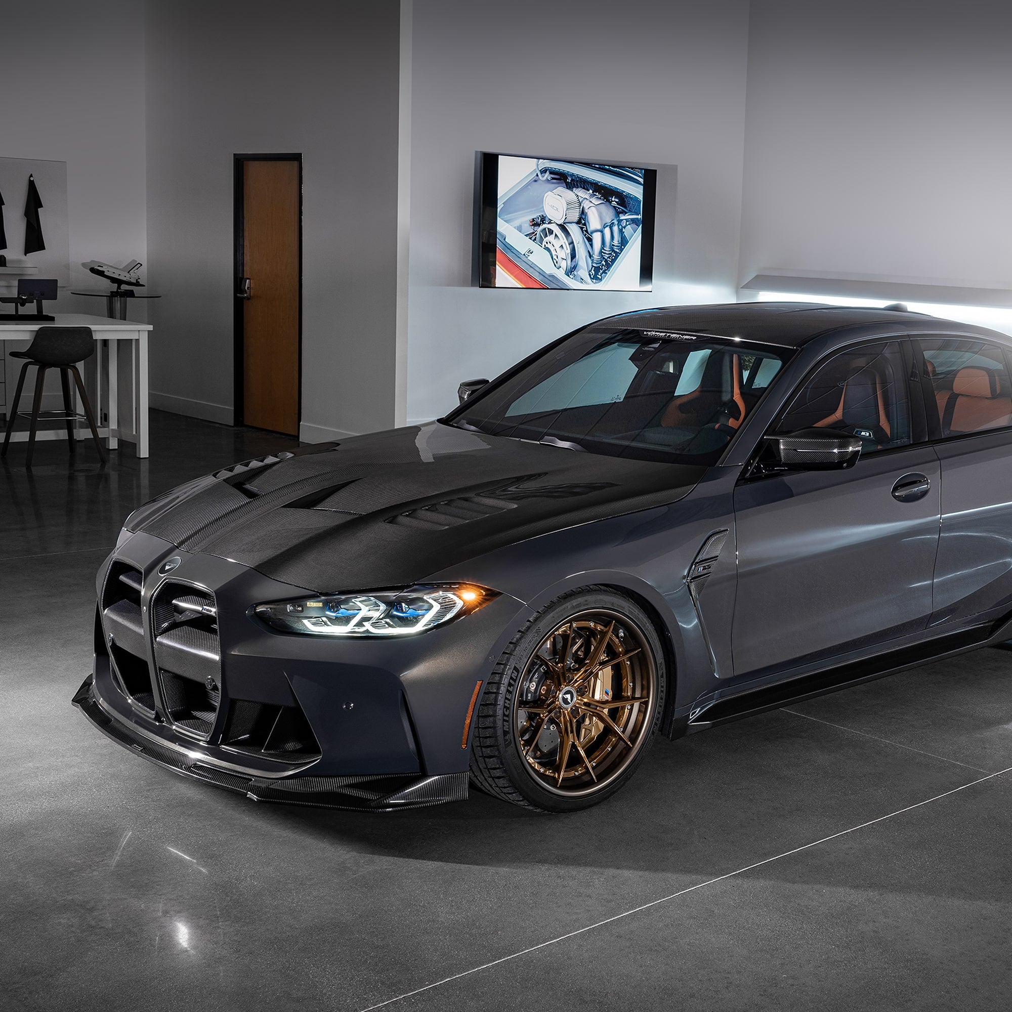 GTS V BMW G8X M3 M4 Carbon Fiber Hood - Lightweight Aero Performance V-Style™ Hood for Track & Street Racing