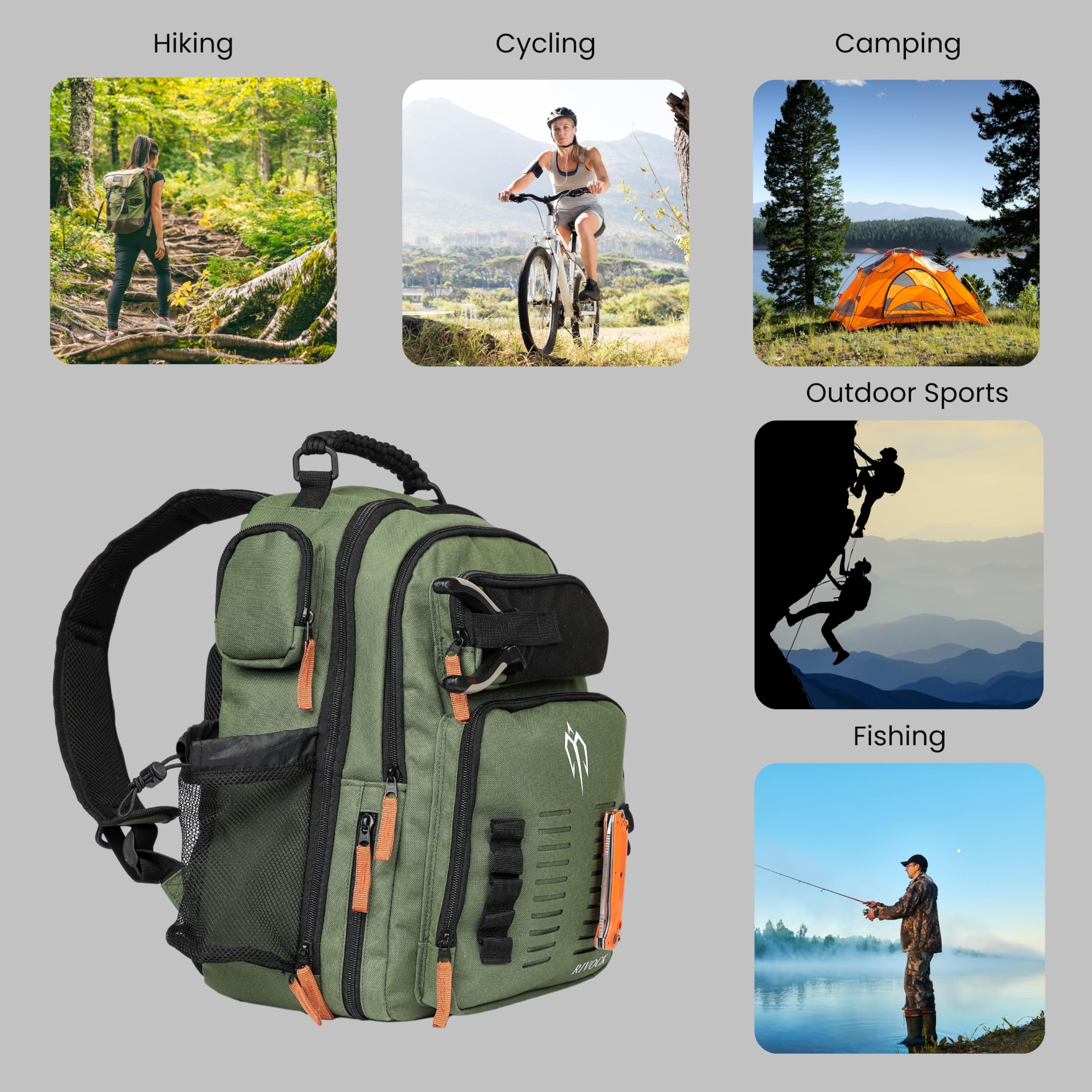 **35L Fishing Tackle Backpack with Rod Holders, 2 Tackle Boxes & Hydration Bladder - Insulated Cooler Pocket for Fresh Bait | Durable Fishing Gear & Equipment for Anglers, Kayak Fishing & Outdoor Adventures**