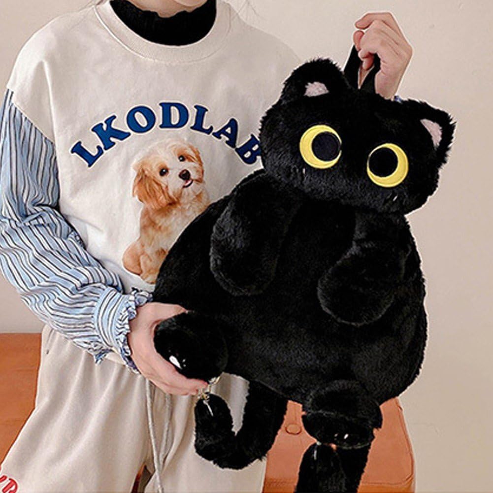 Cute Plush Cat Backpack for Girls - Adjustable Strap Fluffy Animal Shoulder Bag, Cartoon Travel Backpack for Kids | Perfect for School, Travel & Cosplay