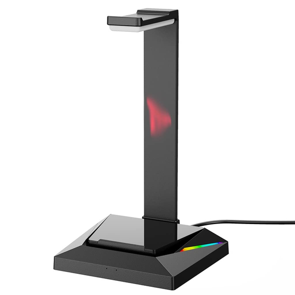 JRDHGRK RGB Gaming Headphone Stand with USB & Type-C Charging Port - Desktop Headset Holder for PC, PS5, Xbox - Perfect for Gaming Setup & Office Organization (Computer Accessories)