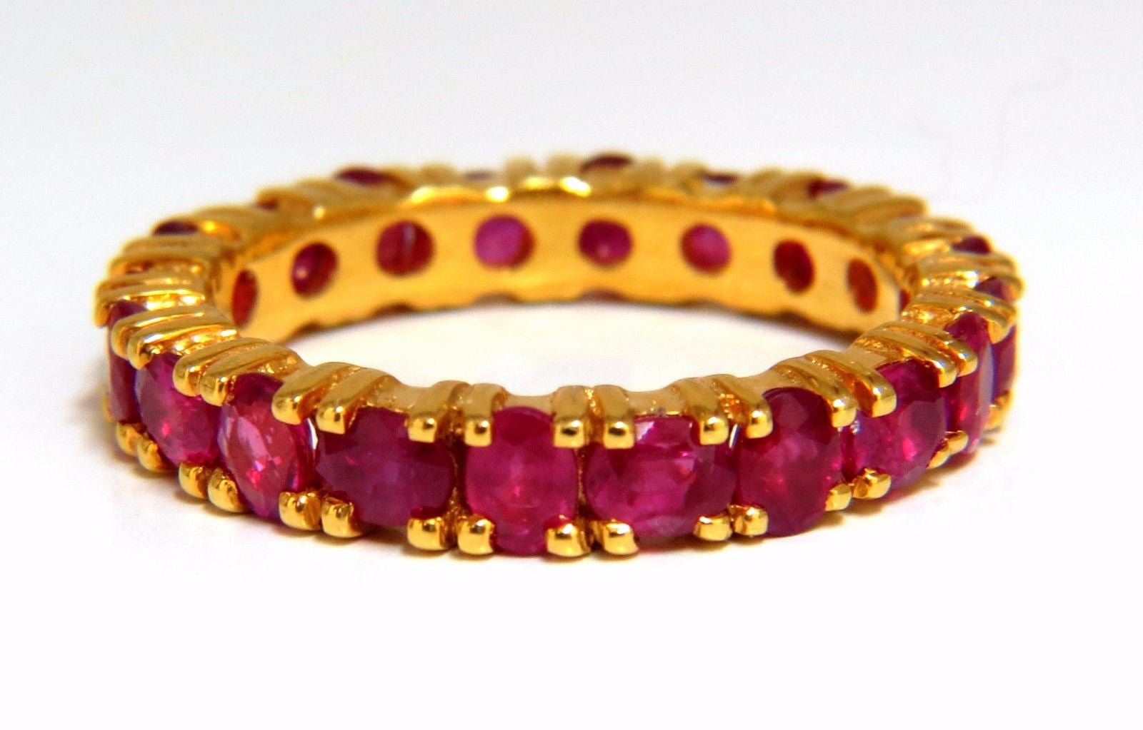 14Kt Natural Vivid Red Ruby Stackable Eternity Ring - 7.42ct Diamond Accents | Perfect for Wedding Bands, Anniversary Gifts & Stacking Jewelry Collections