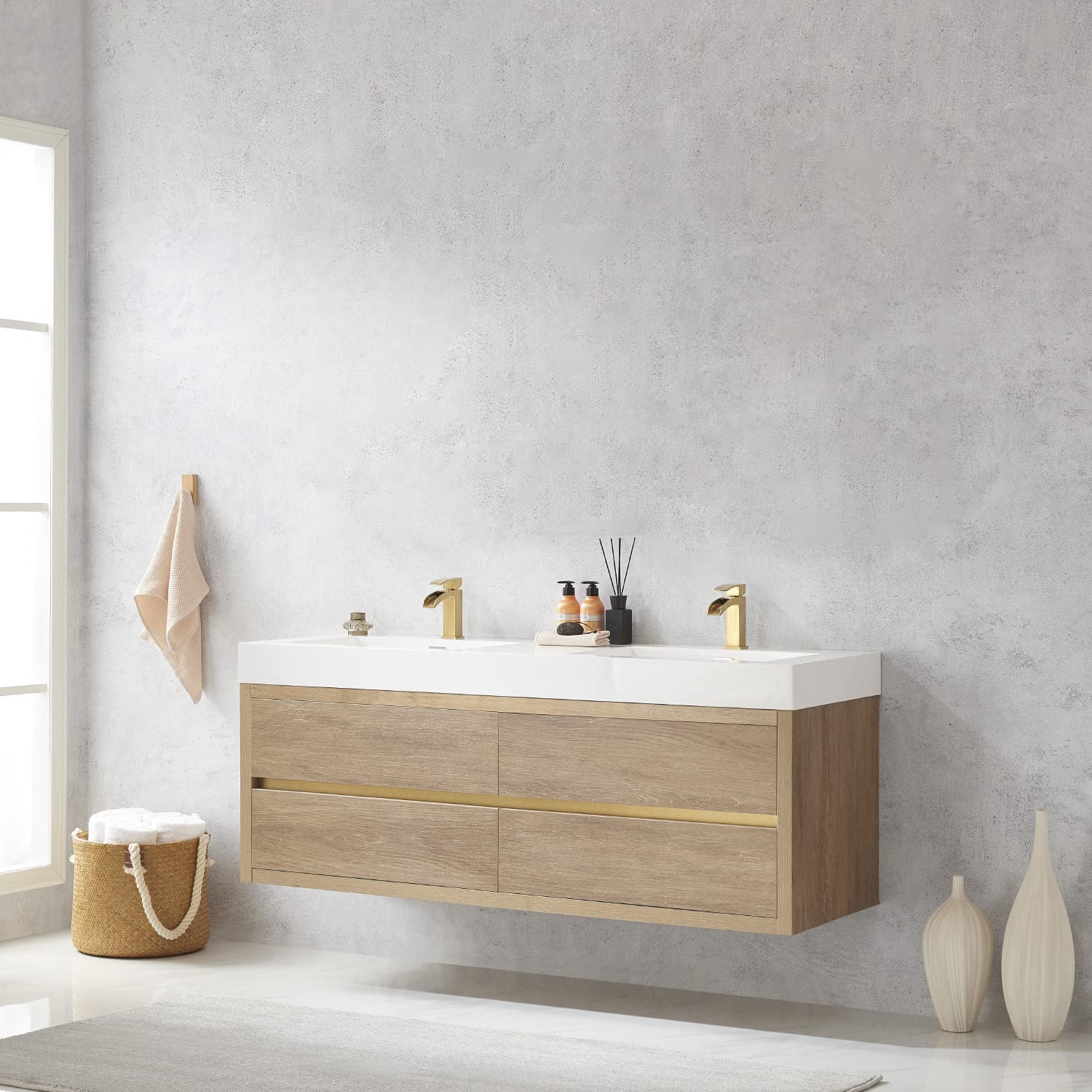 VINNOVA Palencia Bathroom Vanity with Sink - 36 Inch Modern Oak Wood Bath Vanity Set for Bathroom Remodel, Farmhouse & Contemporary Home Decor