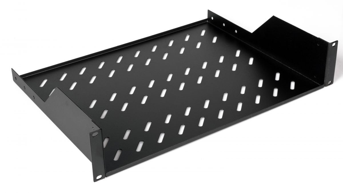19 Inch 2U Fixed Shelf for Server Cabinets - 80cm Black | Heavy-Duty Rack Mount Shelf for Network Equipment, Data Centers & Home Office Server Setup