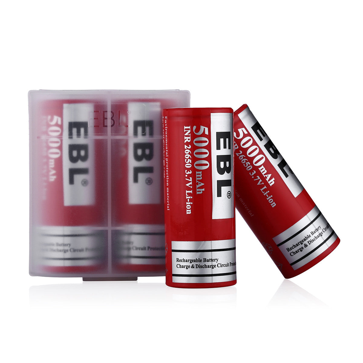EBL INR 26650 5000mAh Li-ion Rechargeable Batteries - High Capacity 3.7V Battery for Flashlights, Vape Mods, Solar Power & Emergency Backup - 2 Pack