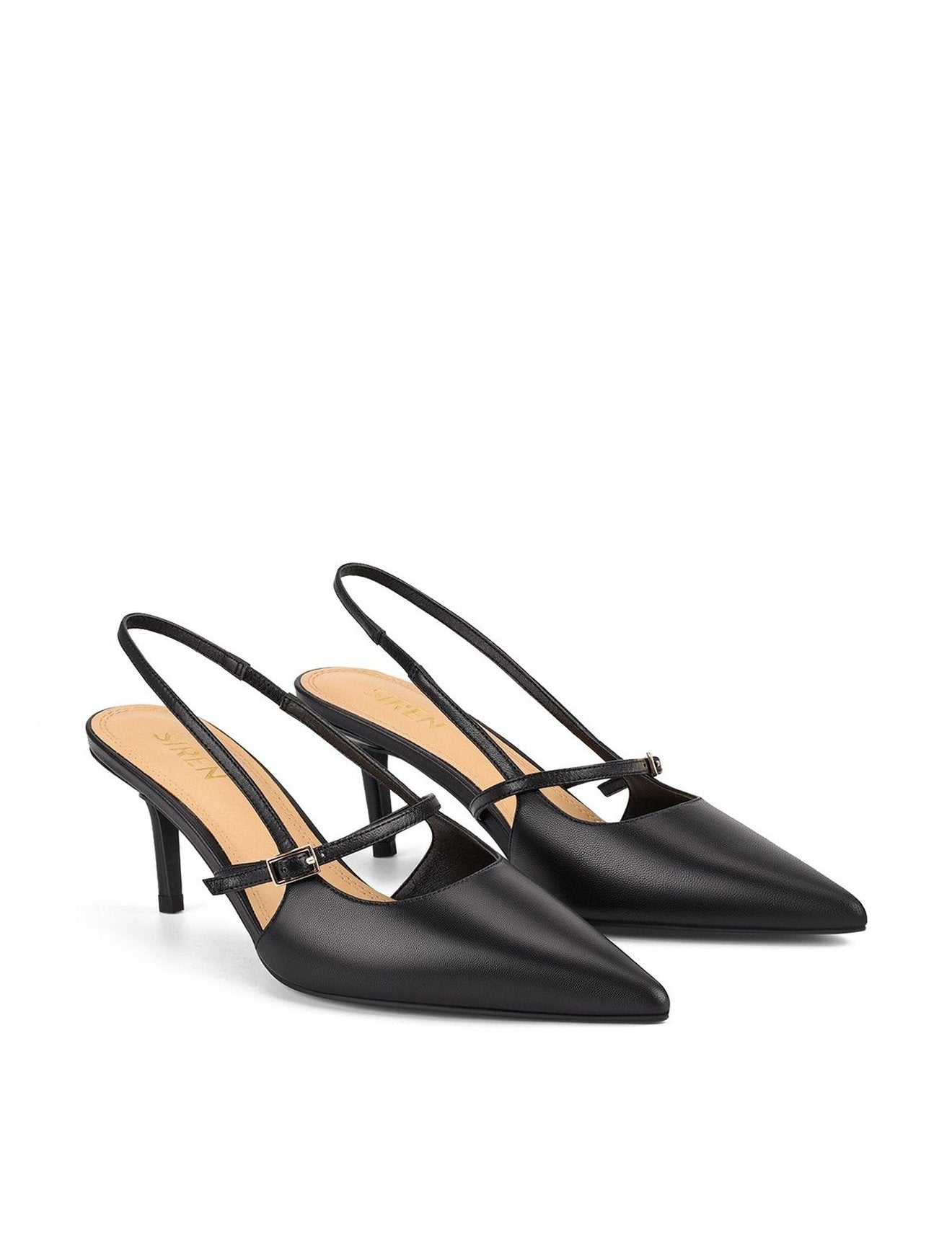 York Black Leather Slingback Heels - Comfortable Women's Dress Shoes for Work, Party & Evening Wear