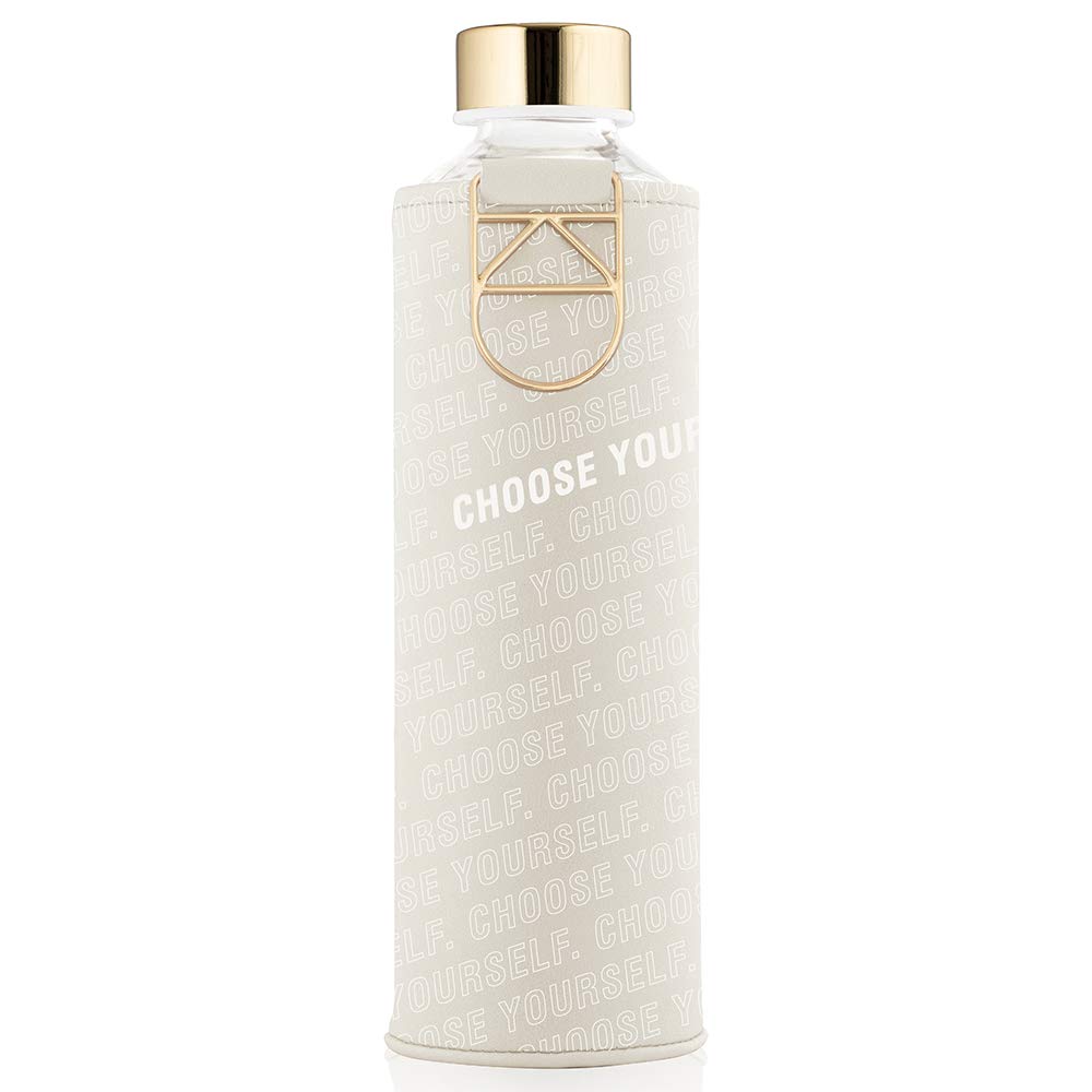 EQUA 750ml Borosilicate Glass Water Bottle with Faux Leather Sleeve - Leak Proof, BPA Free, Durable & Insulated - Perfect for Gym, Office, Hiking & Everyday Hydration
