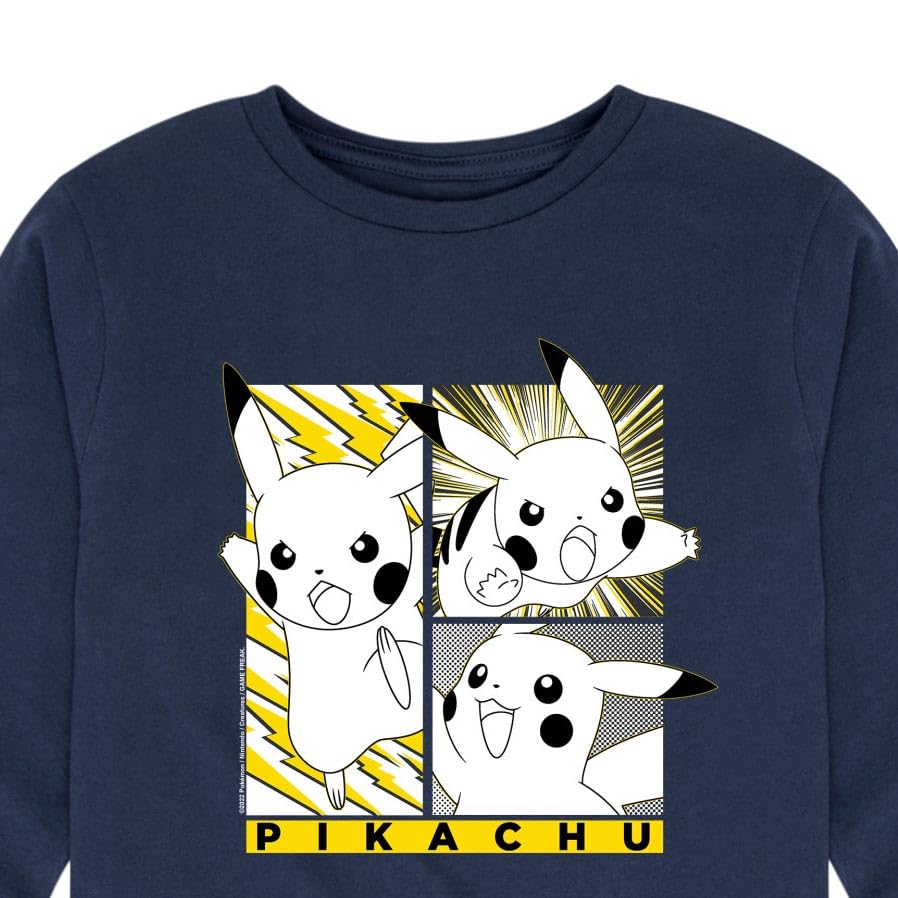 HYBRID APPAREL Pokémon Pikachu Panel Comic Manga Youth Long Sleeve Graphic T-Shirt - Cute Anime Tee for Kids & Teens - Perfect for Cosplay, Birthday Gifts & Casual Wear