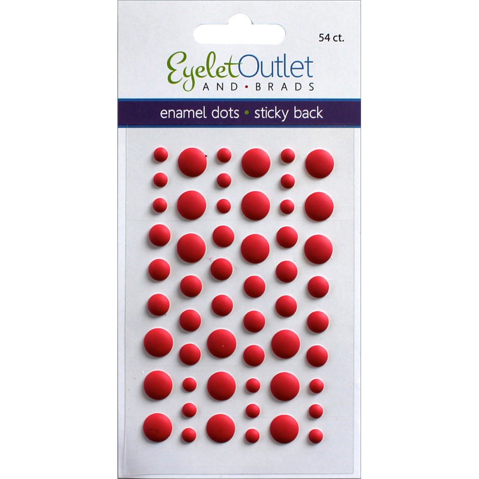 Self-Adhesive Enamel Dots for Scrapbooking - 54 Matte Red Eyelet Outlet Dots - Perfect for DIY Cards, Journals, and Craft Projects